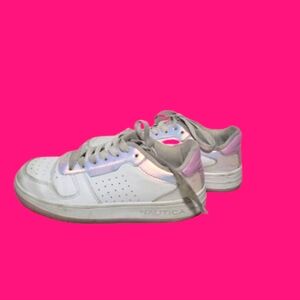 Nautica pink purple white metalic sneakers.